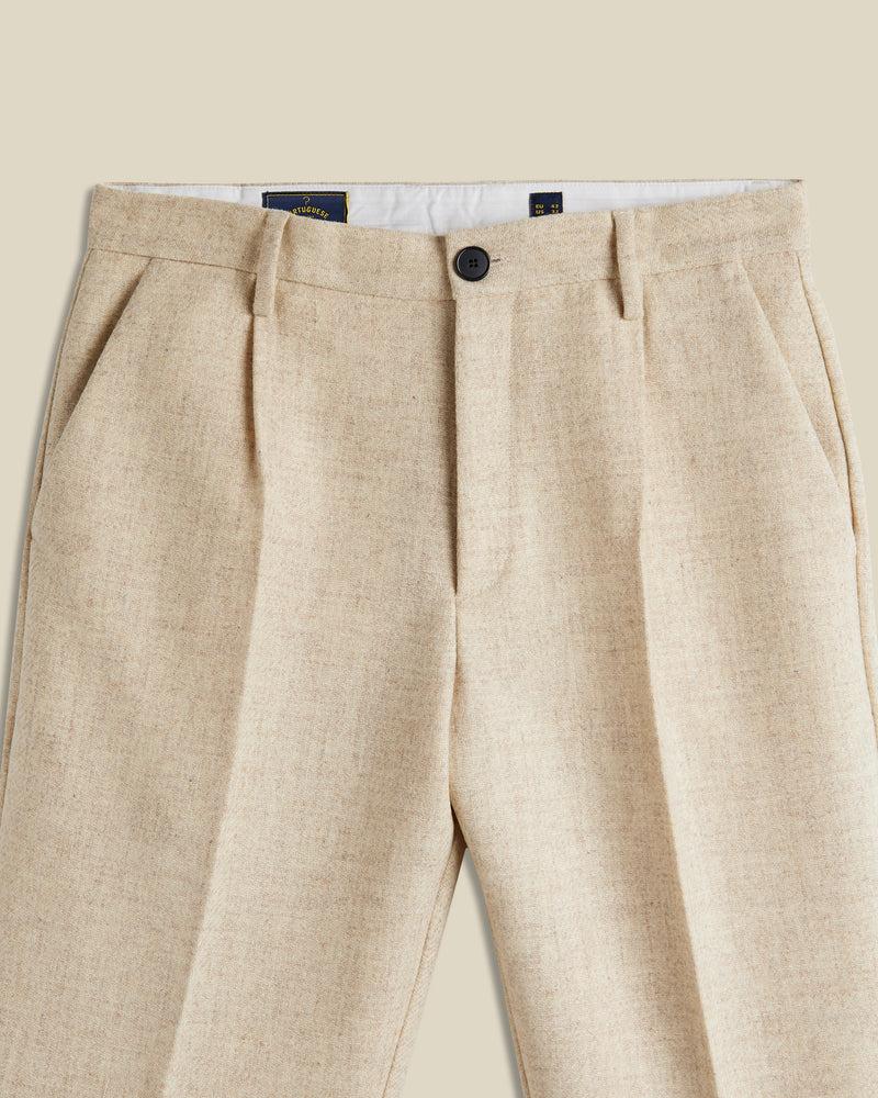 Portuguese Flannel Single Pleat Trousers - Ecru