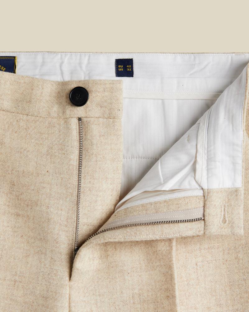 Portuguese Flannel Single Pleat Trousers - Ecru