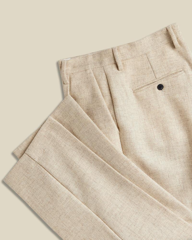 Portuguese Flannel Single Pleat Trousers - Ecru