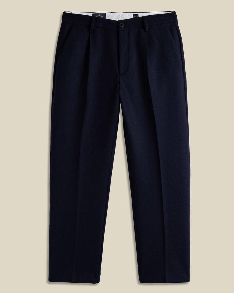 portuguese flannel Single Pleat Trousers - Navy