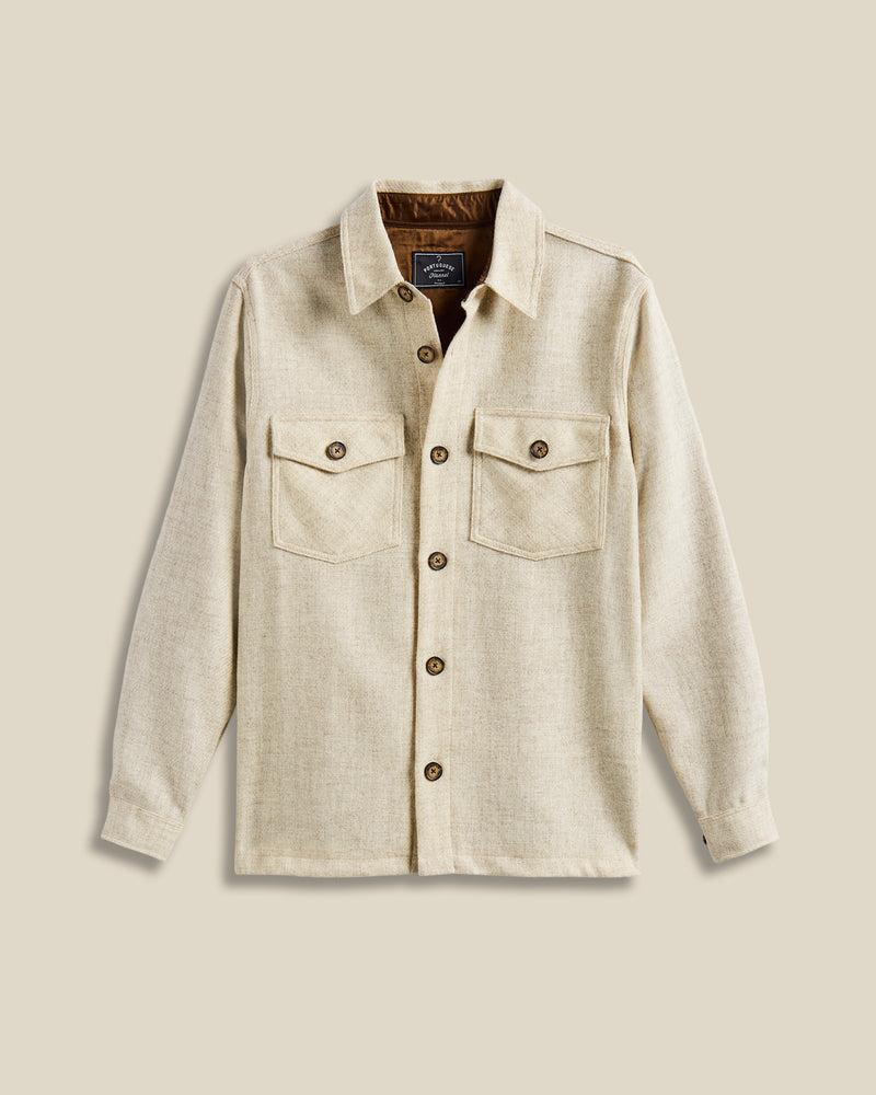 portuguese flannel Wool Field Overshirt - Ecru