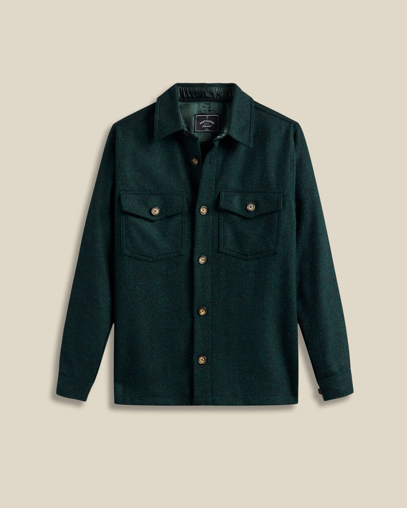 portuguese flannel Wool Field Overshirt - Green