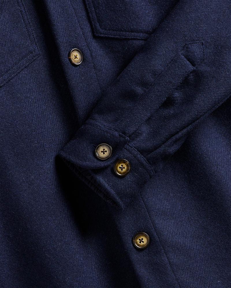 Portuguese Flannel Wool Field Overshirt - Navy