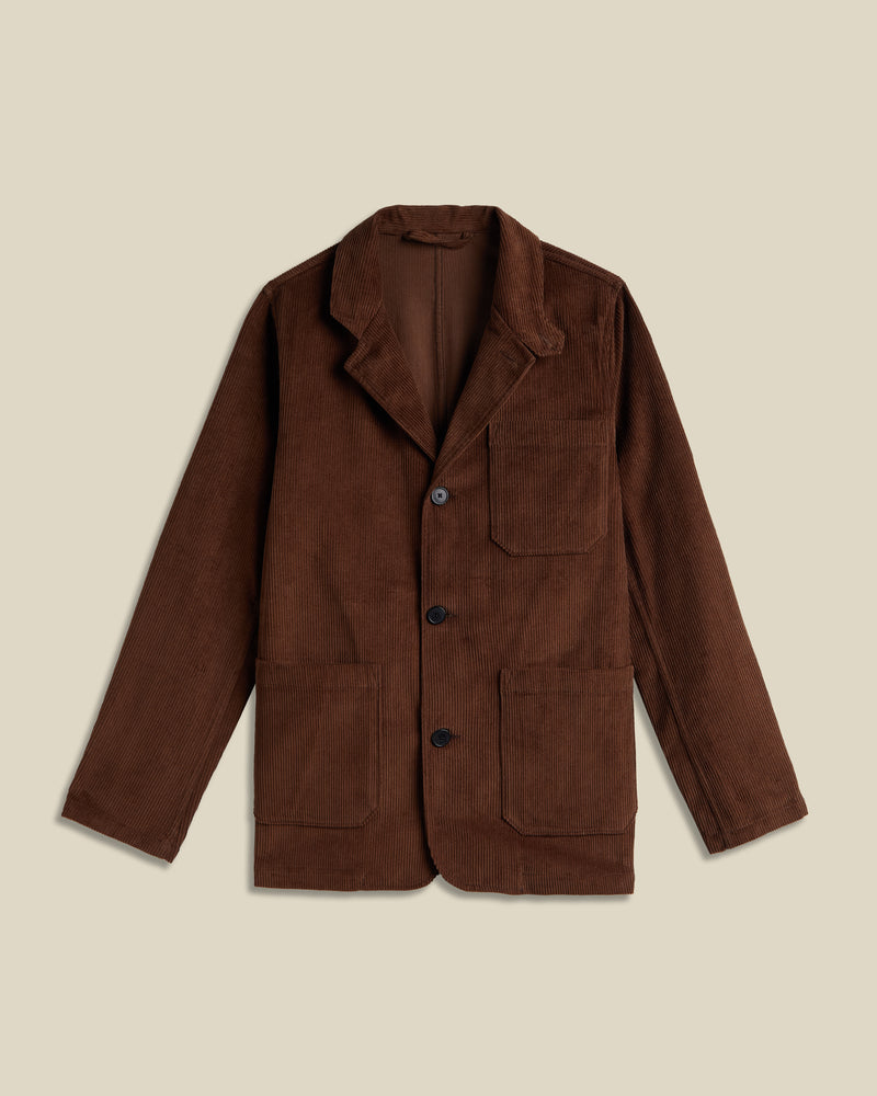 portuguese flannel Working Blazer Cord - Brown