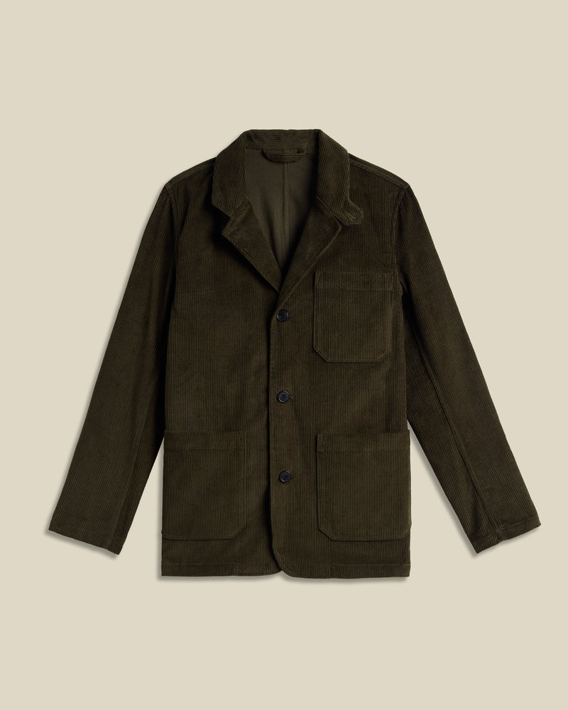 portuguese flannel Working Blazer Cord - Olive