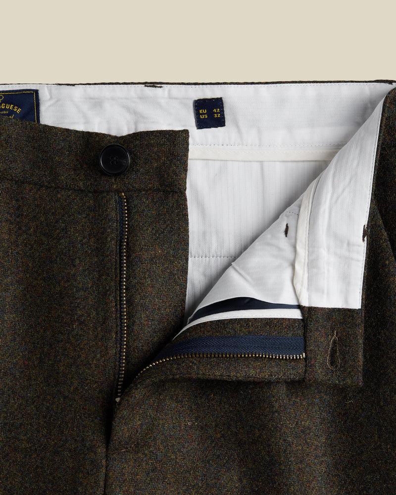 Portuguese Flannel Single Pleat Trousers - Forest Green