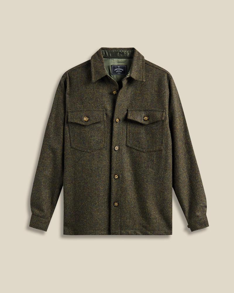 portuguese flannel Wool Field Overshirt - Forest Green