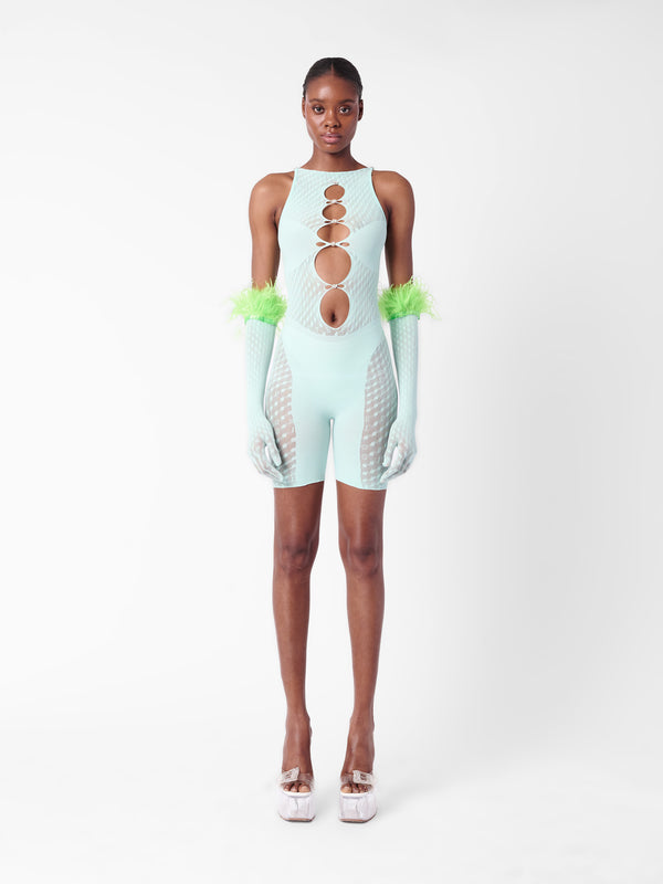 poster girl Jetta Jumpsuit x Gwenevere Gloves Set Soft Turquoise