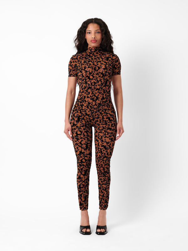 poster girl Knockout Jumpsuit Chestnut Leopard Print