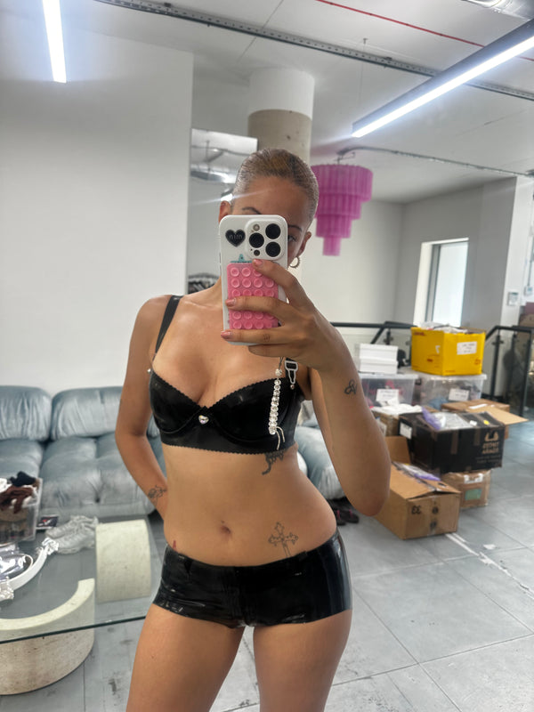 Poster Girl Agnes Latex Shorts Black