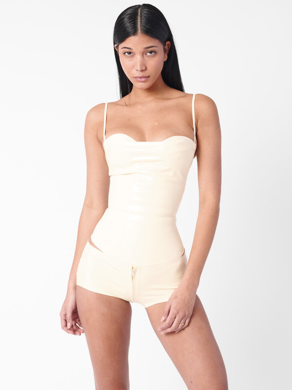 Poster Girl Agnes Latex Shorts White