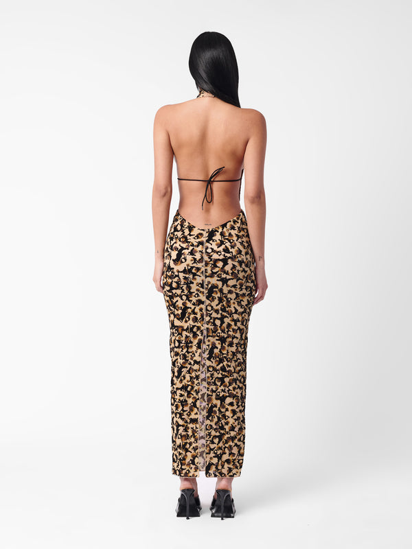 Poster Girl Bare Dress Beige Leopard Print