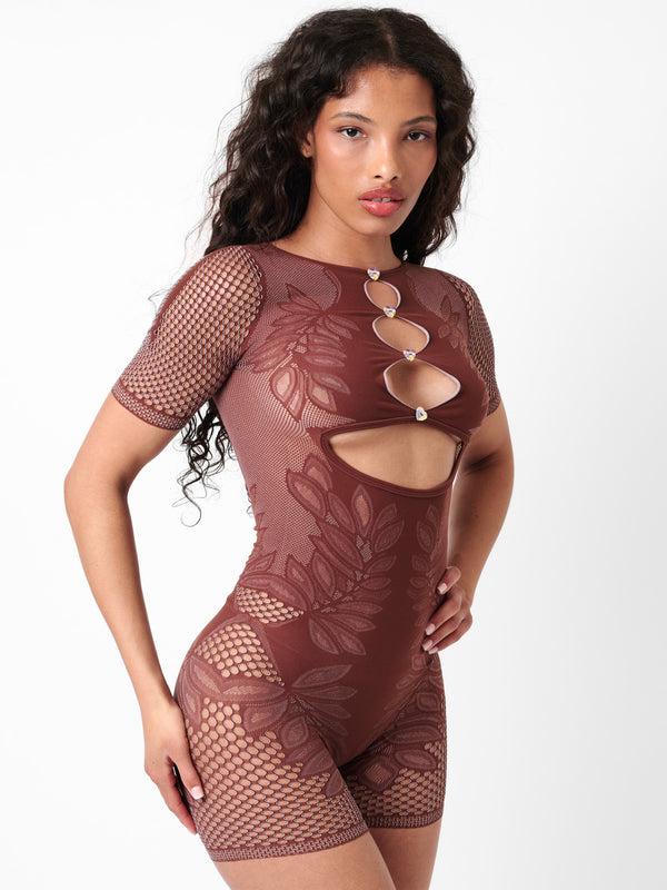 Poster Girl Dinero Playsuit Old Money Brown