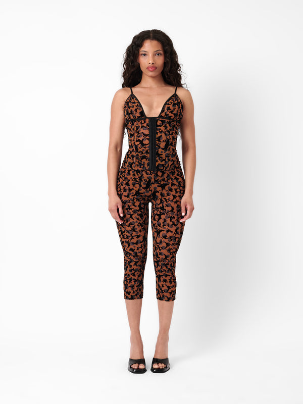 poster girl Doll Top Chestnut Leopard Print