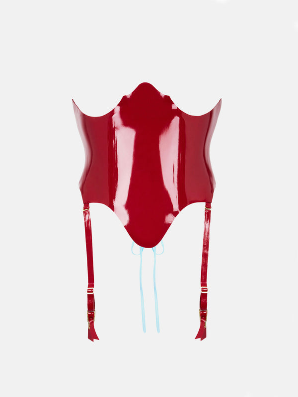 poster girl Hook Latex Waspie Corset Burgundy