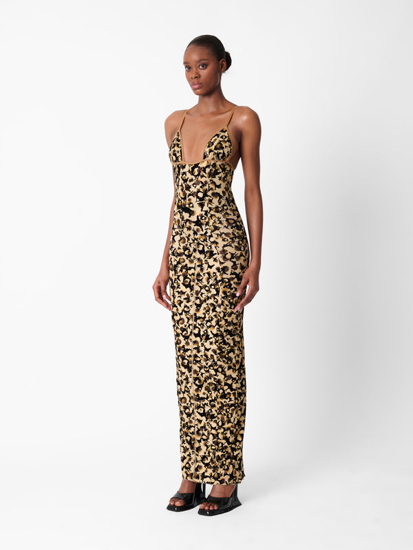 Poster Girl Hun Dress Beige Leopard Print