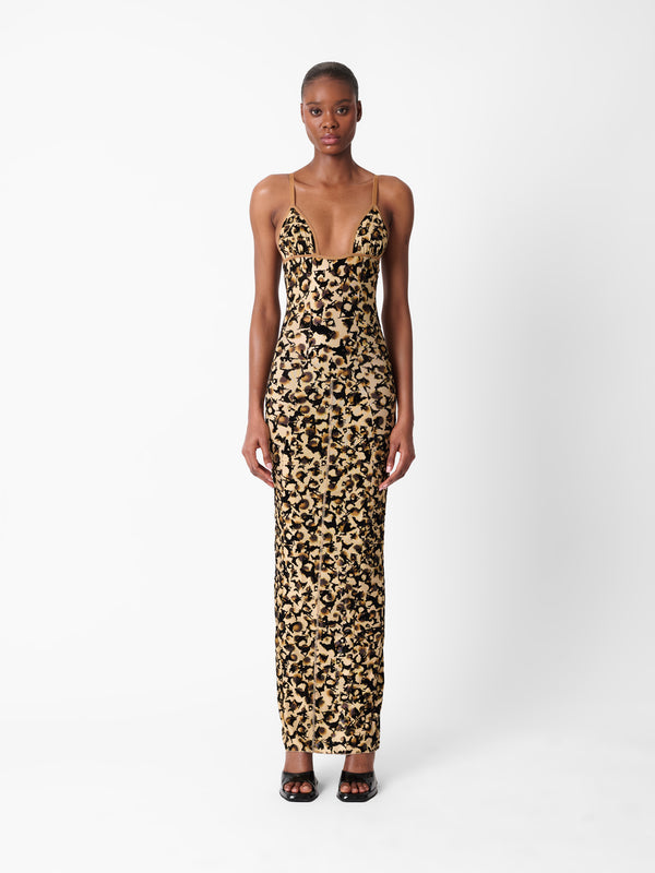 poster girl Hun Dress Beige Leopard Print