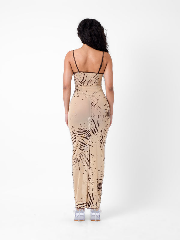 Poster Girl Hun Dress Beige Zebra Print