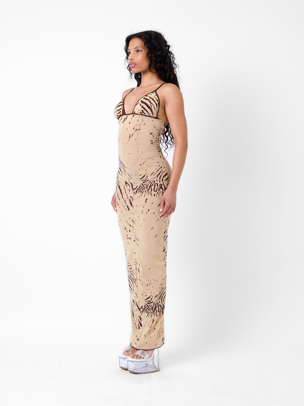 Poster Girl Hun Dress Beige Zebra Print
