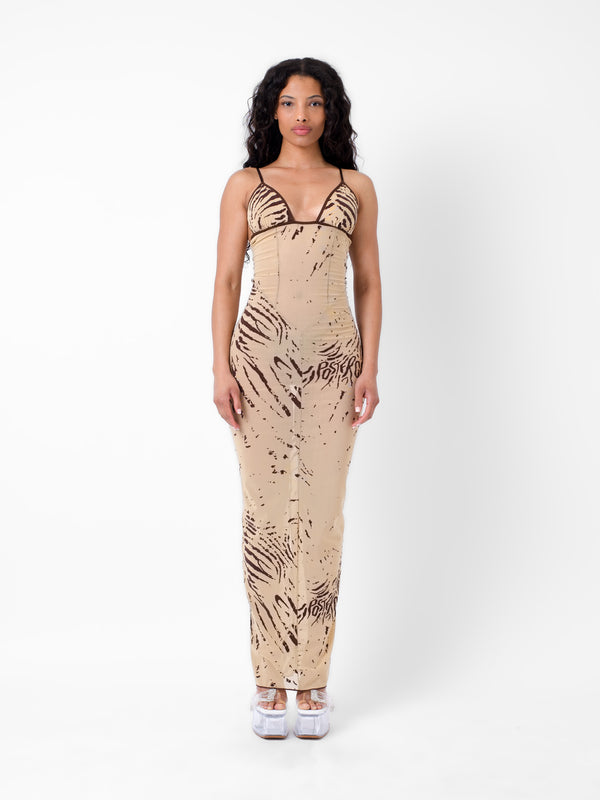 poster girl Hun Dress Beige Zebra Print