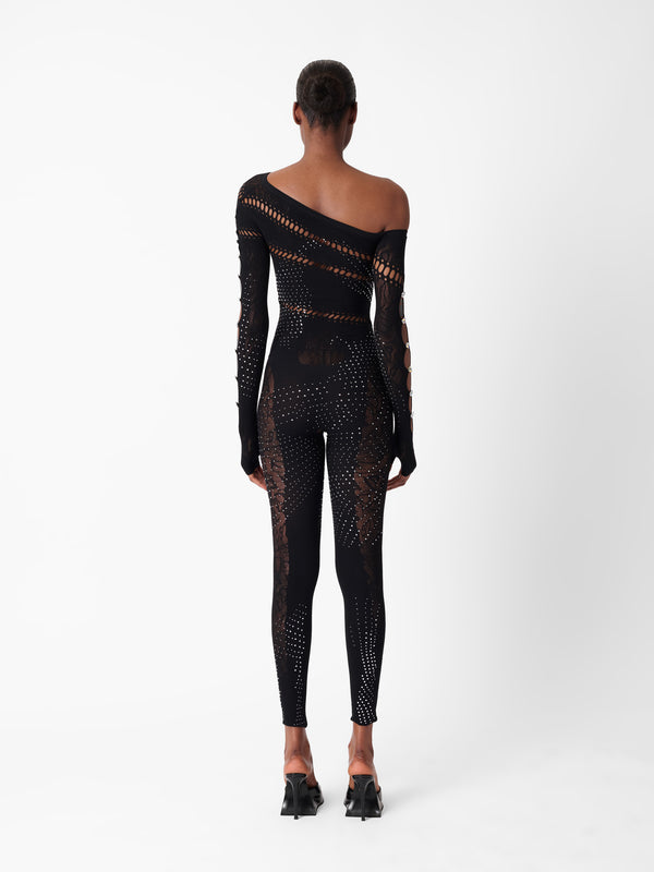 Poster Girl Ivy Long Rhinestone Jumpsuit Black