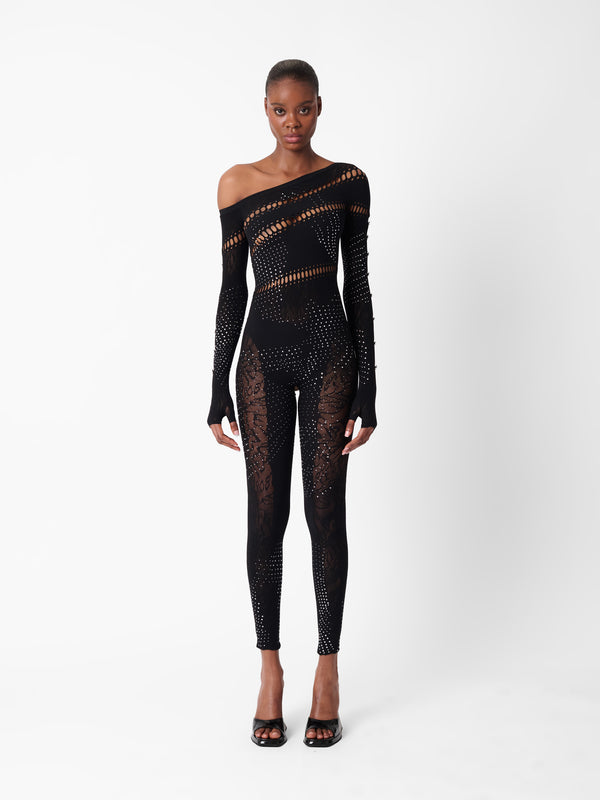 poster girl Ivy Long Rhinestone Jumpsuit Black