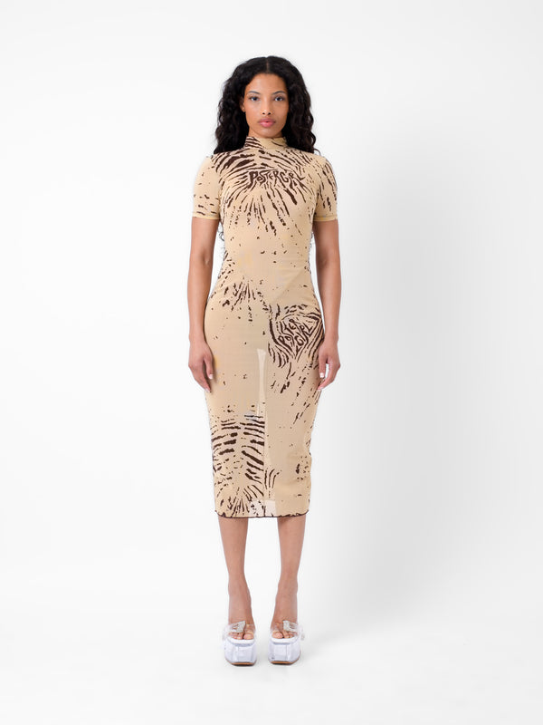 poster girl Knockout Dress Beige Zebra Print