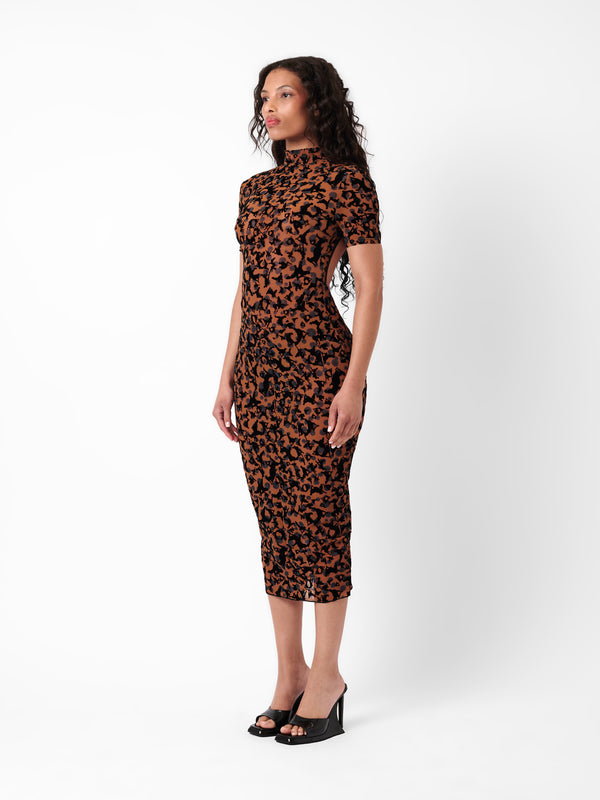 Poster Girl Knockout Dress Chestnut Leopard Print
