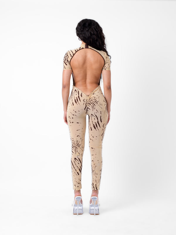 Poster Girl Knockout Jumpsuit Beige Zebra Print