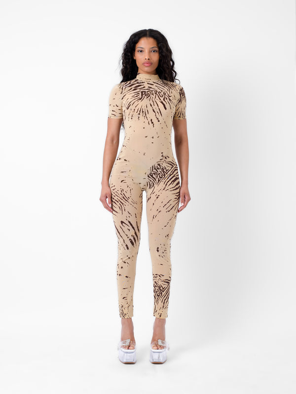 poster girl Knockout Jumpsuit Beige Zebra Print