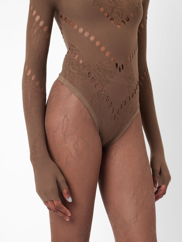 Poster Girl Pearl Bodysuit Kahlua Brown