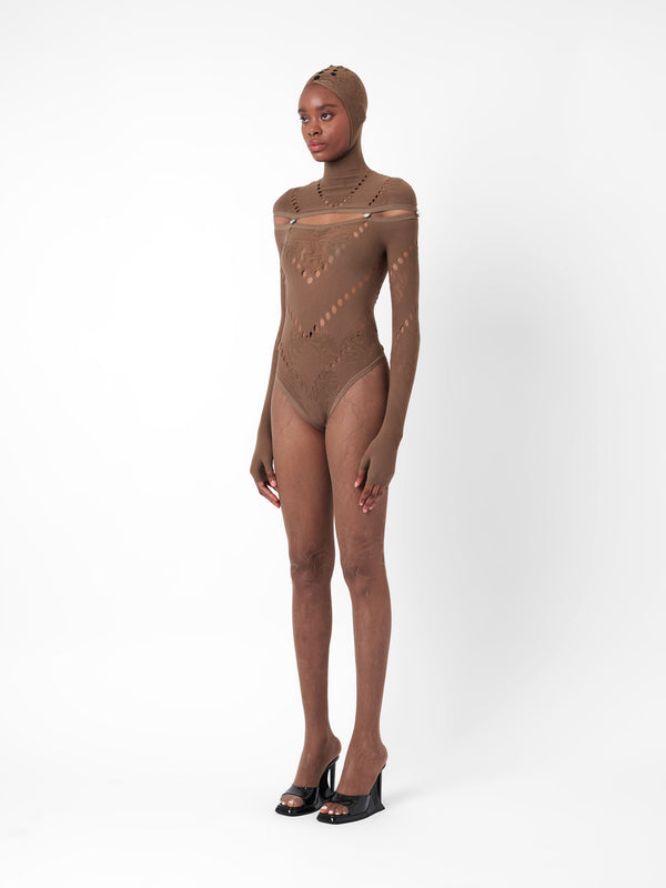 Poster Girl Pearl Bodysuit Kahlua Brown