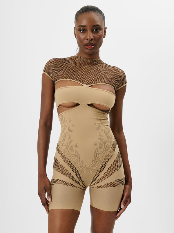 Poster Girl Pollard Playsuit Beige