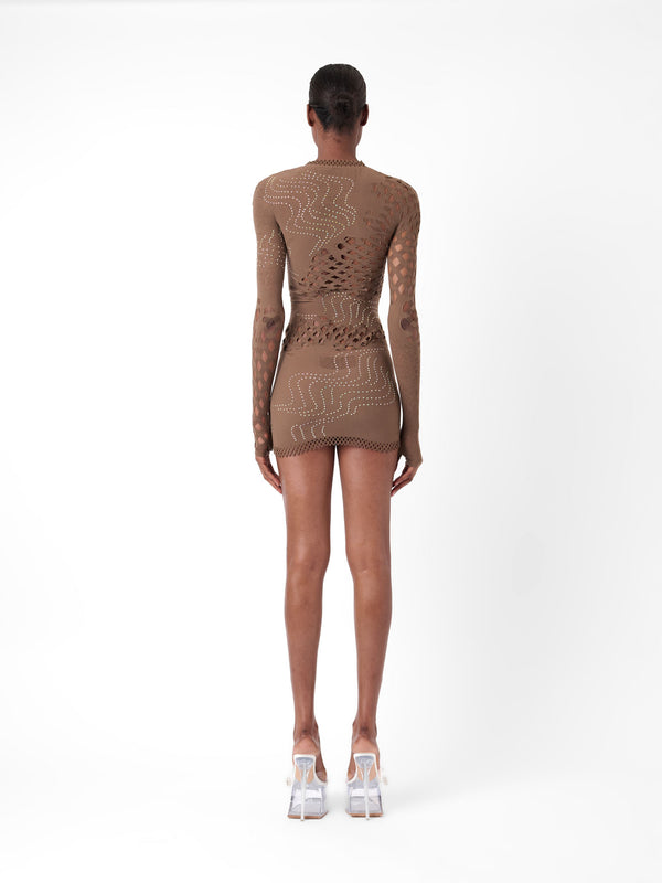 Poster Girl Raquel Dress Kahlua Brown Rhinestone