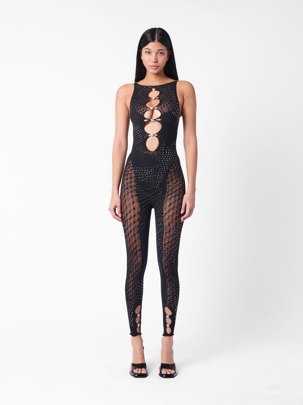 poster girl Rhinestoned Janice Jumpsuit Jet Black
