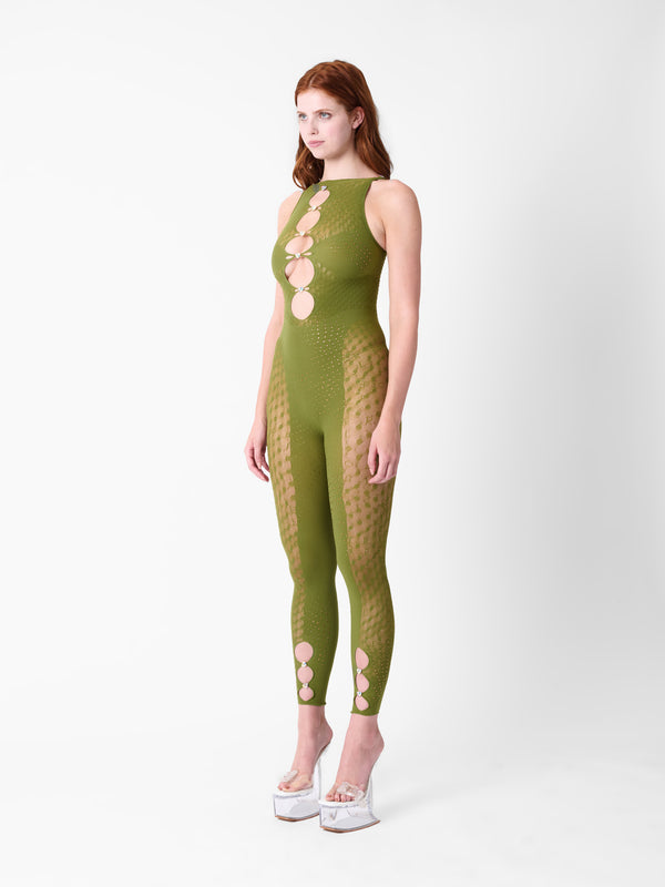 Poster Girl Rhinestoned Janice Jumpsuit Spearmint