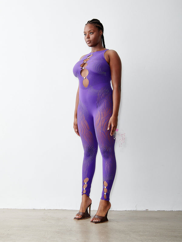 Poster Girl Rhinestoned Janice Jumpsuit Twilight