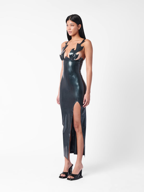 Poster Girl Roast Latex Dress Black