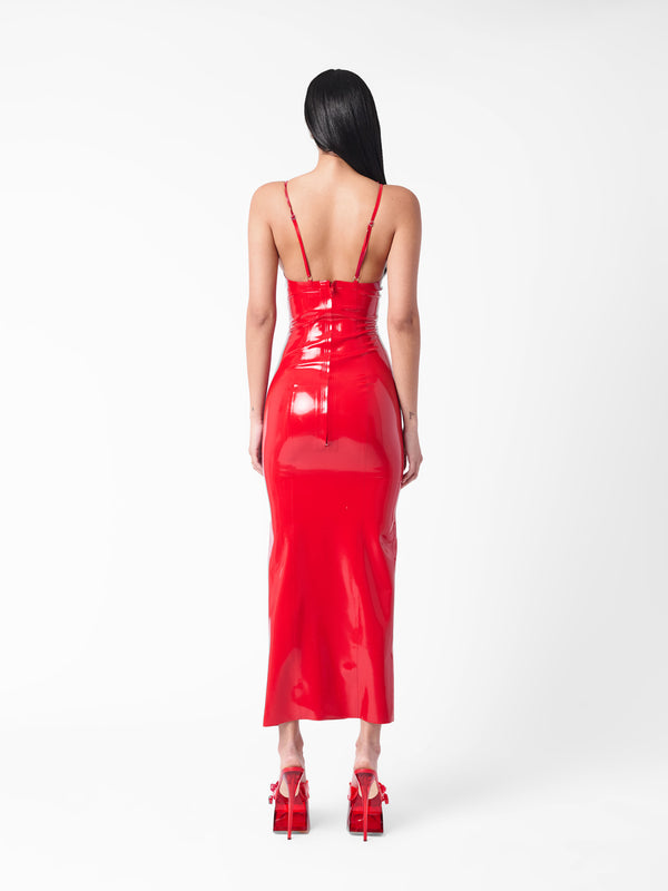 Poster Girl Roast Latex Dress Red