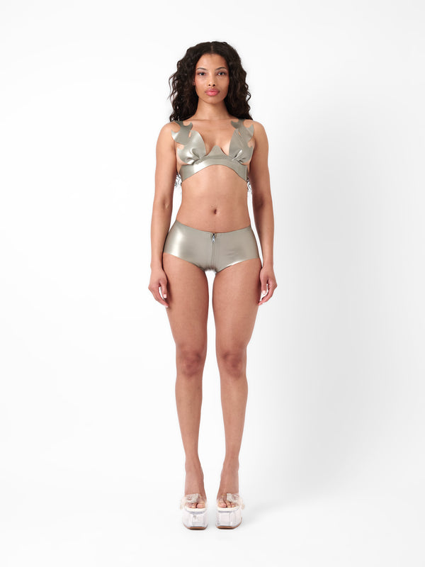 Poster Girl Rooney Latex Hotpants Silver