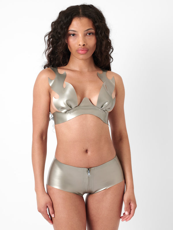 poster girl Rooney Latex Hotpants Silver