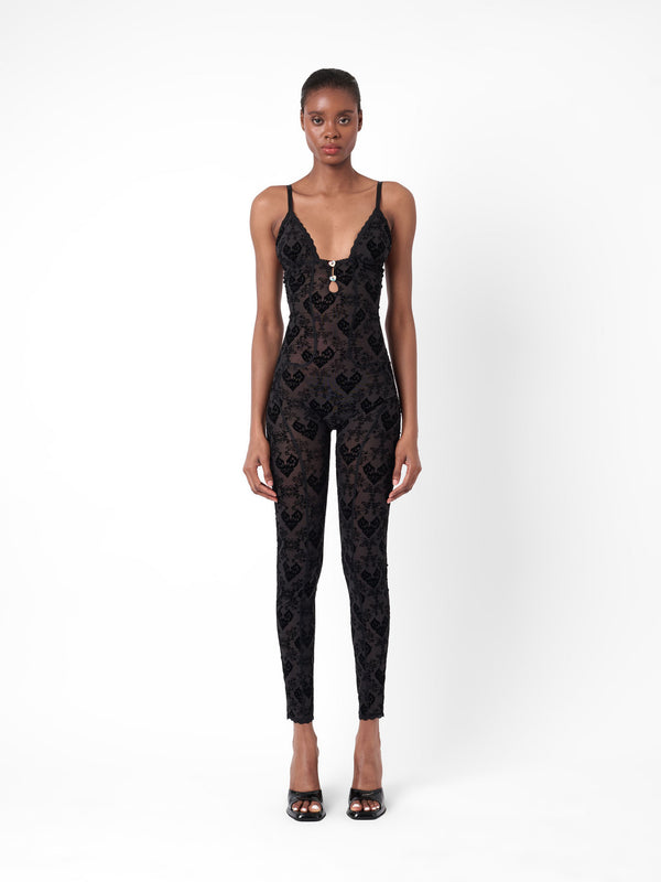 poster girl Scarlett Jumpsuit Flocked Mesh Black