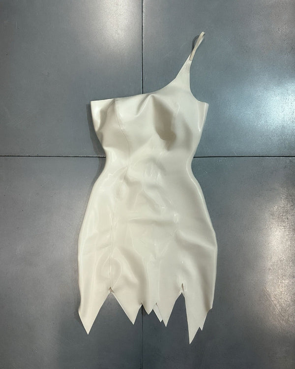 poster girl THE STONE AGE LATEX DRESS OFF WHITE