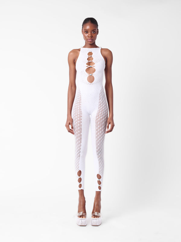 poster girl Rhinestoned Janice Jumpsuit Optic White