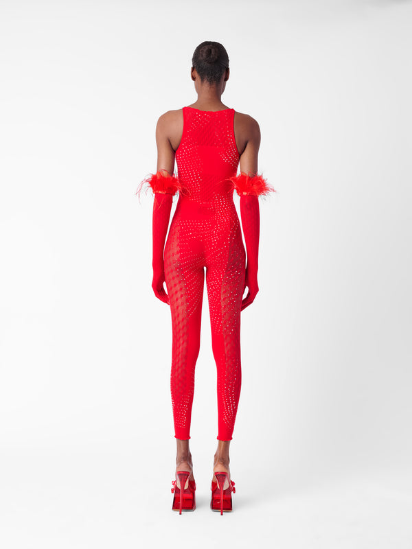 Poster Girl Rhinestoned Janice Jumpsuit X Gloves Heartbreaker