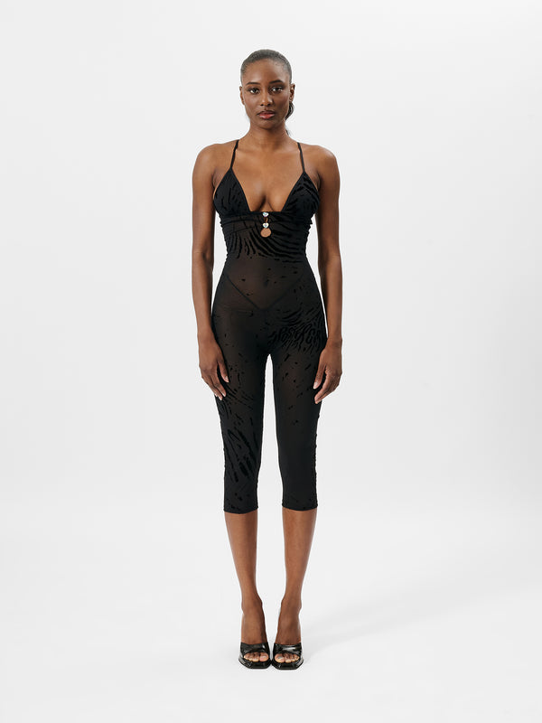 poster girl Scarlett Pedal Pusher Jumpsuit Black Zebra Print