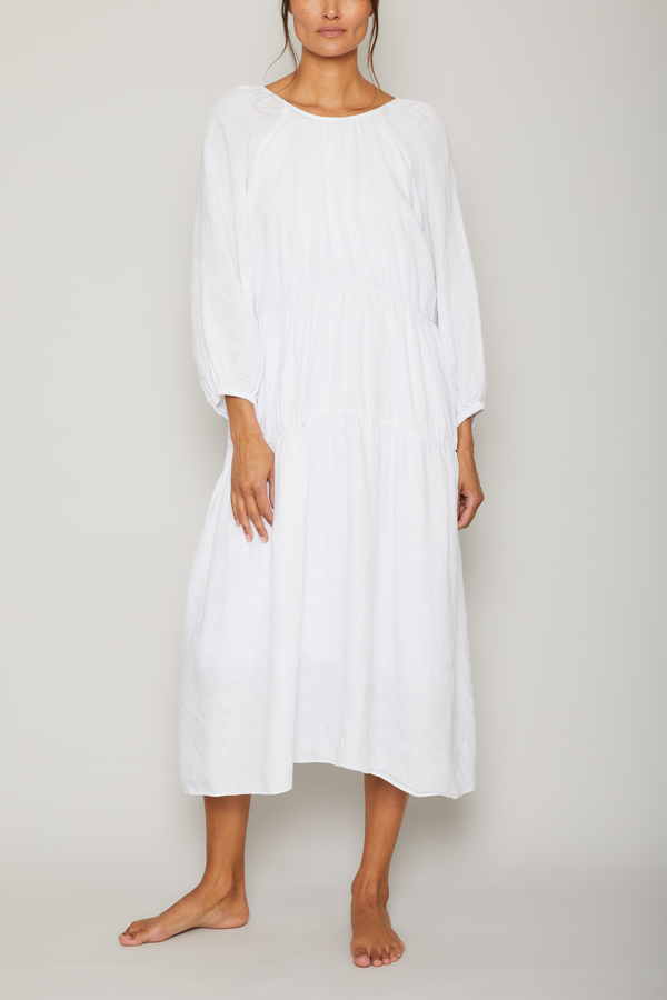 pour les femmes Karina Long Sleeve Linen Ruffle Dress