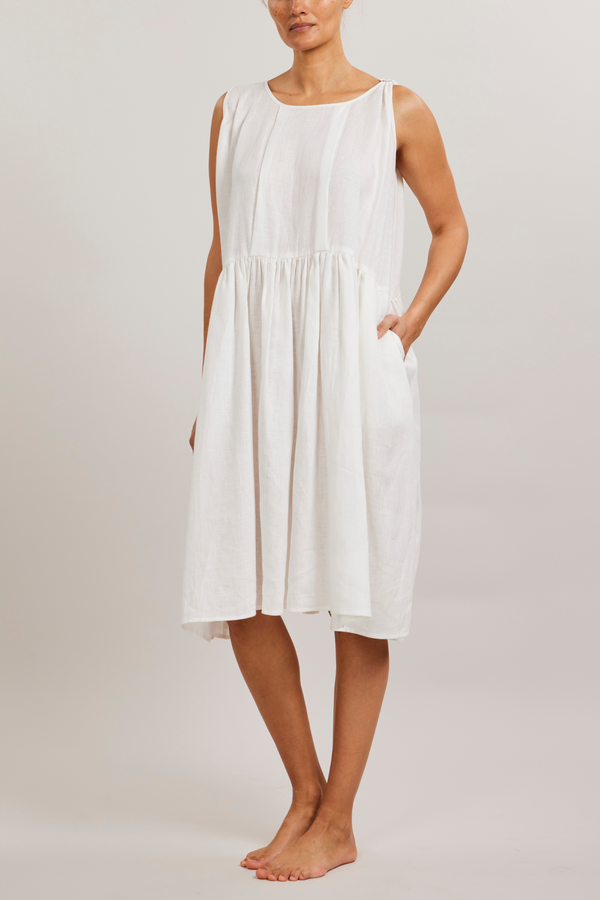 pour les femmes Linen Sophia Sleeveless Dress - Cream