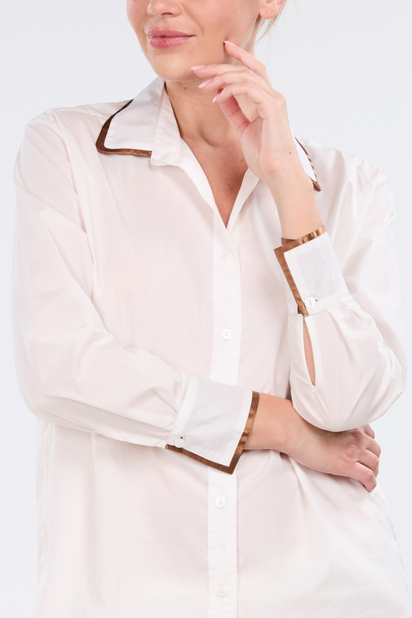 Pour Les Femmes Long Sleeve Lounge Set With Contrast Trim-Tobacco