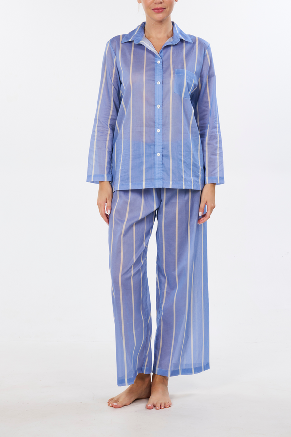 pour les femmes Long Sleeve Pajama Set - Bel Air Stripe